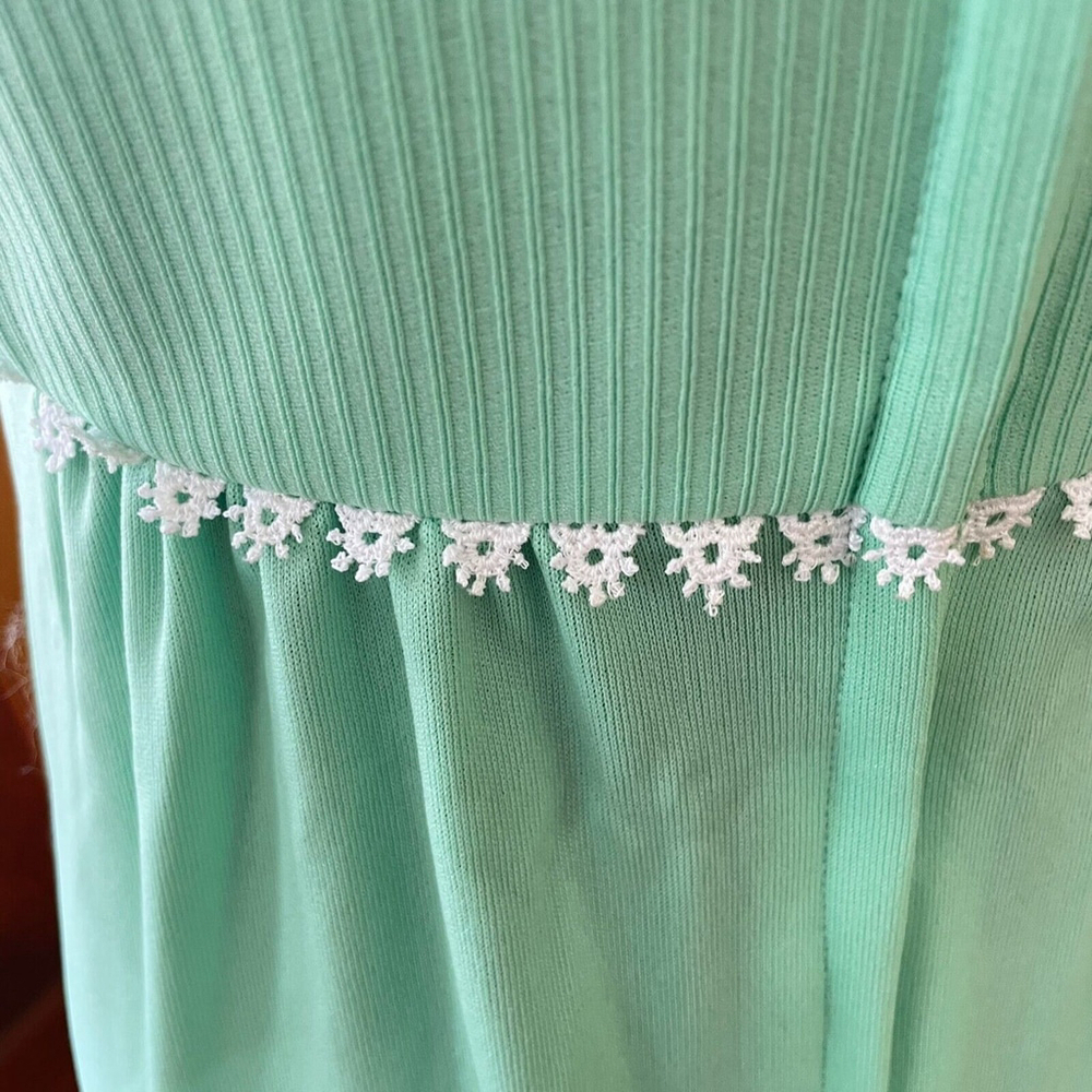 Vintage 70s JCPenney Green Lace Sleeveless Maxi Dress Size 12 - Picture 11 of 11